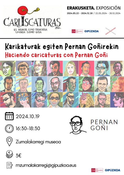 Karikaturak egiten Pernan Goñirekin