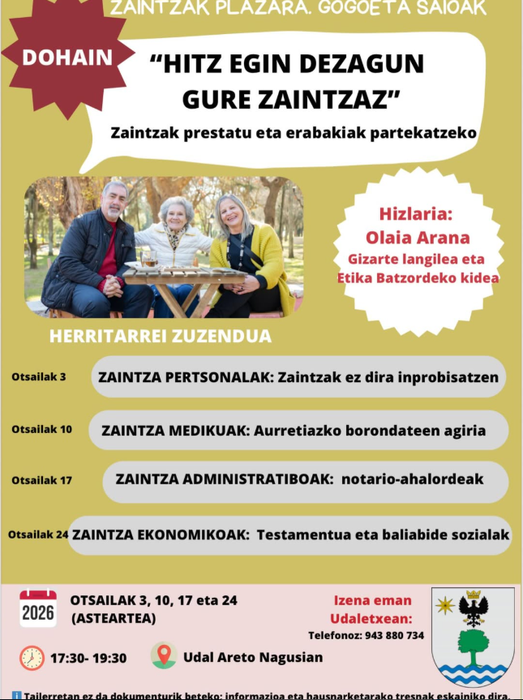 Zaintzak plazara. Gogoeta saioak