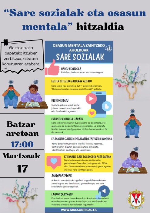 "Sare sozialak eta osasun mentala" hitzaldia