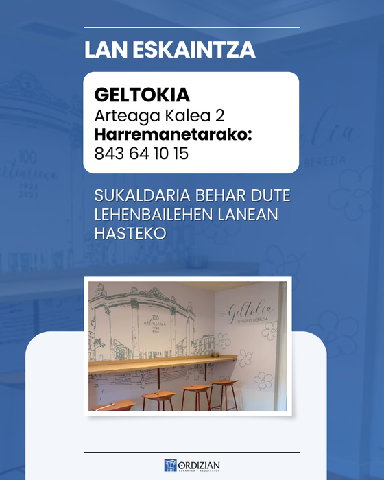 LAN ESKAINTZA: GELTOKIA