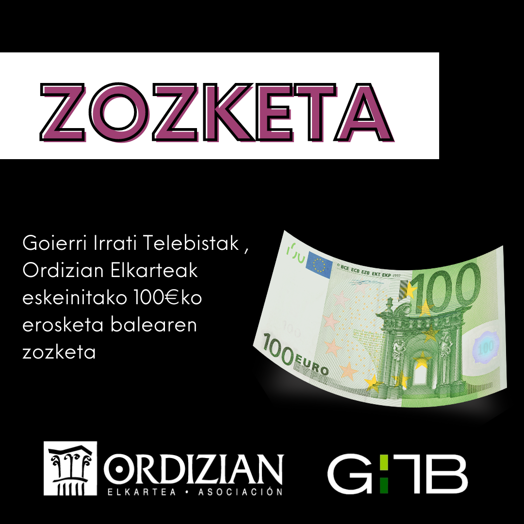 GITBek ORDIZIANEK ESKEINITAKO 100€ko EROSKETA BALEA ZOZKETATUKO DU