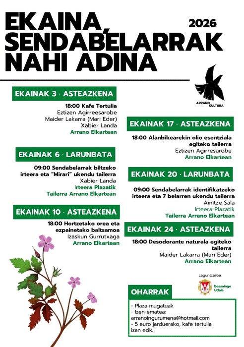 Sendabelarrak identifikatzeko irteera eta ukendu tailerra
