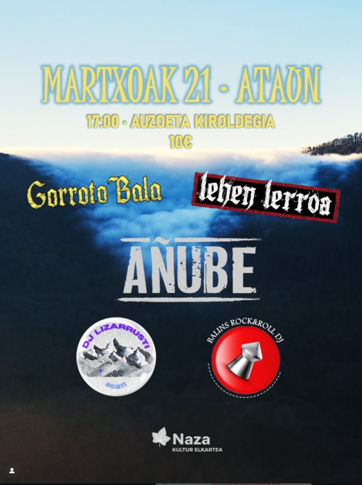 Añube, Lehen Lerroa, Gorroto Bala, DJ Lizarrusti eta Balins Rock&Roll DJ