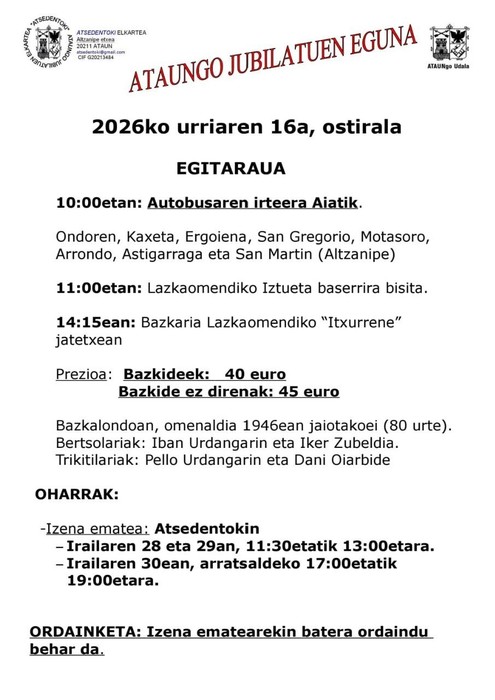 Ataungo jubilatuen eguna