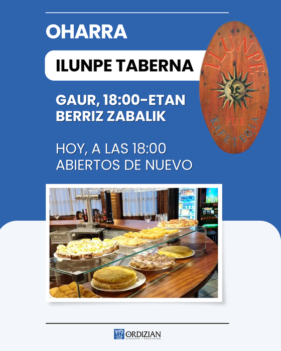 ILUNPE TABERNA GAUR 18:00-etan BERRIZ ZABALIK