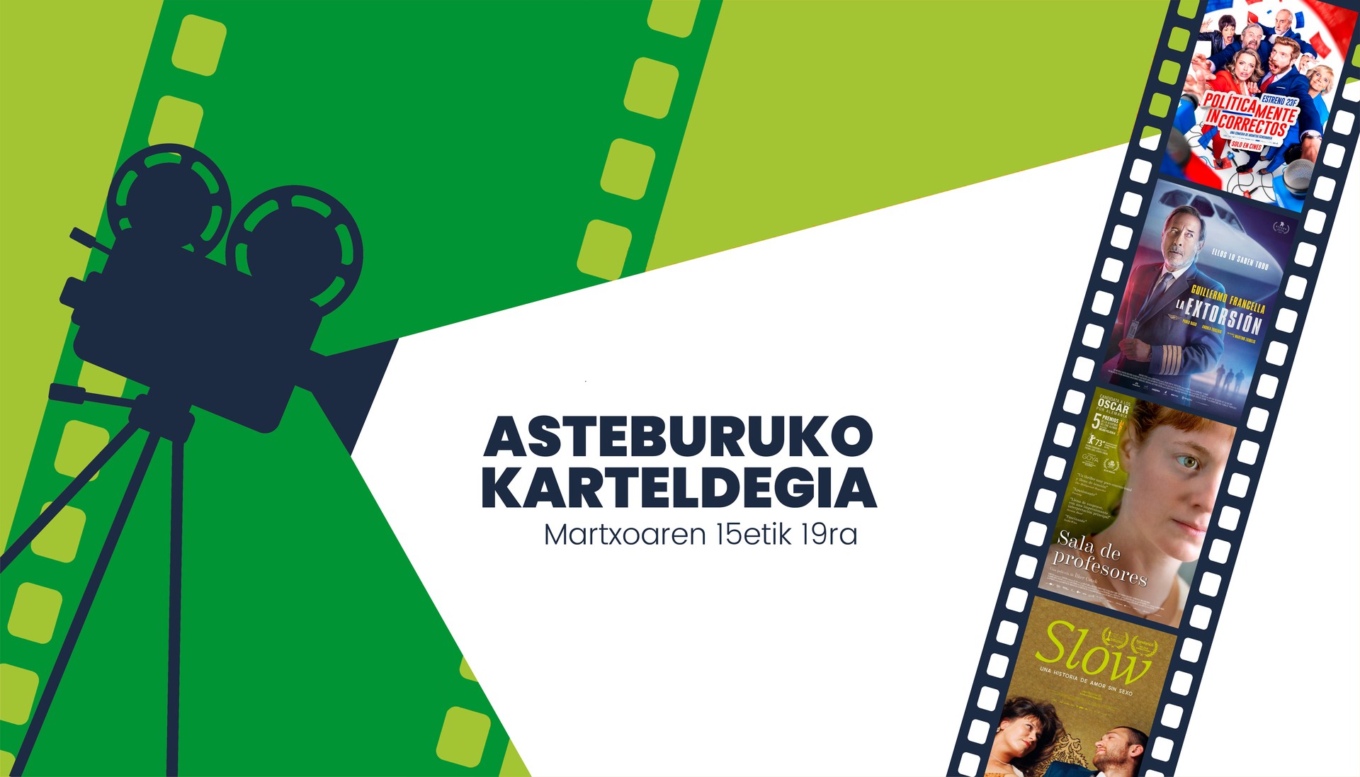 Asteburuko zinema eta antzerki karteldegia