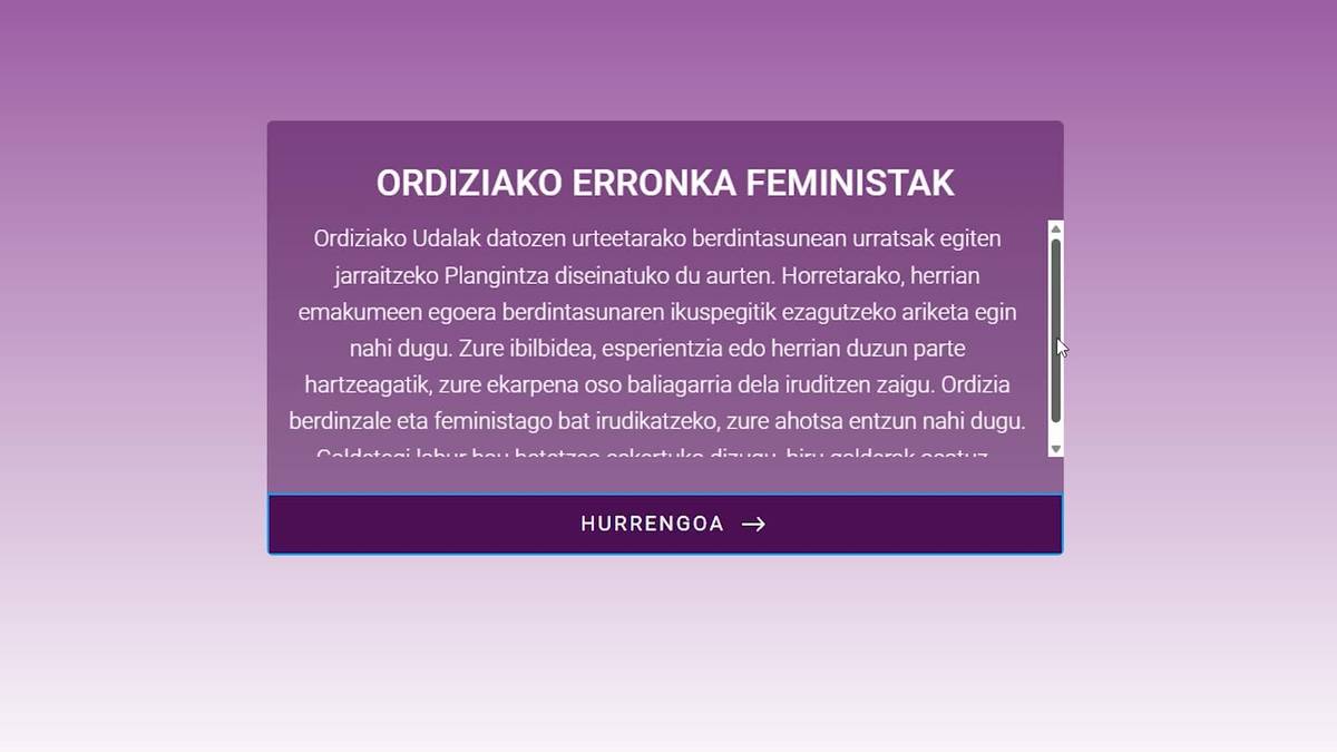 Abian da Ordiziako IV. Berdintasun Plana diseinatzeko herritarren parte-hartze prozesua
