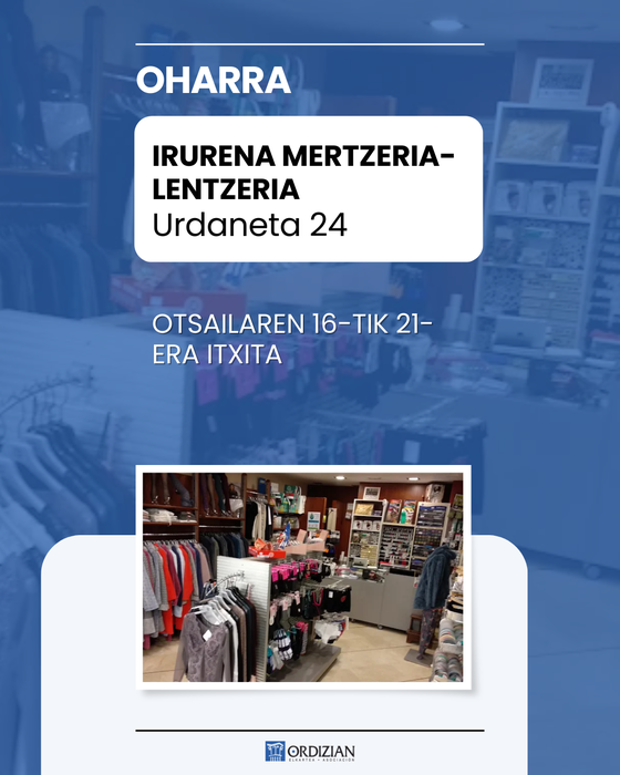 OHARRA: IRURENA MERTZERIA-LENTZERIA