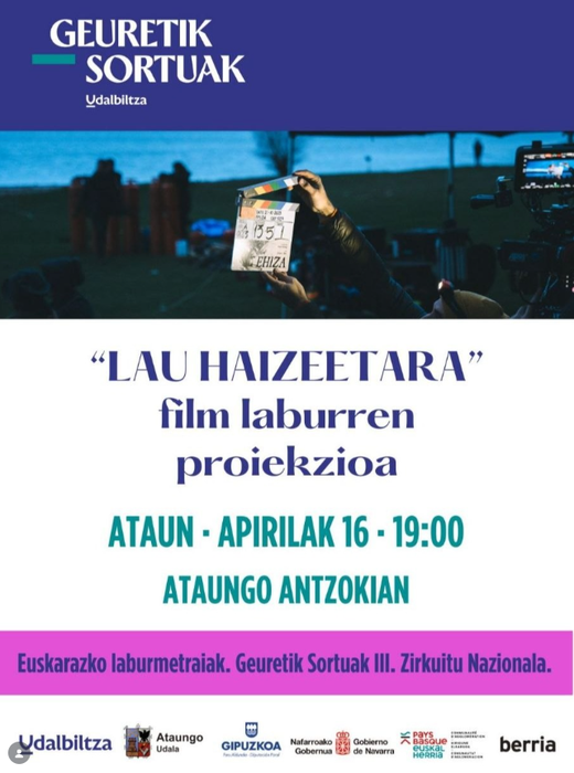 'Lau haizeetara' film laburraren proiekzioa