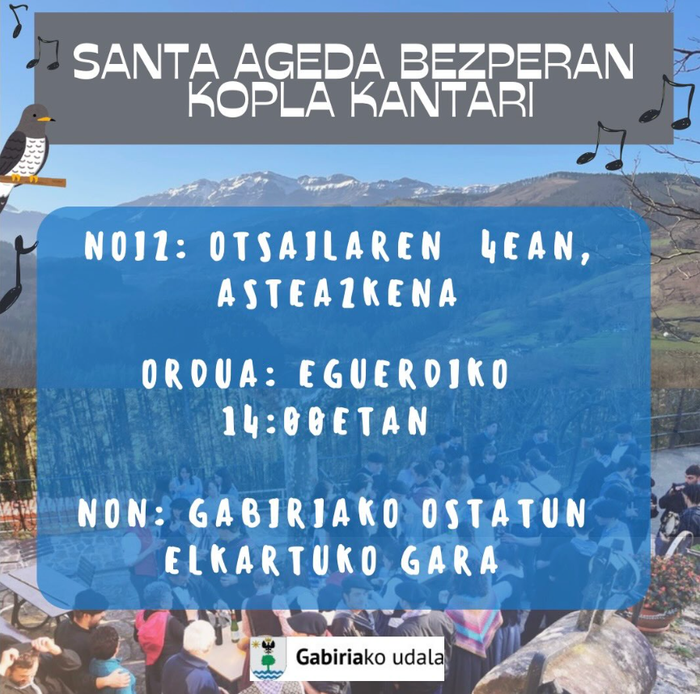 Santa Ageda bezperan kopla kantari