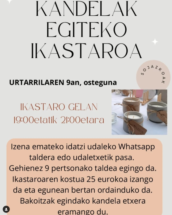 Kandelak egiteko ikastaroa