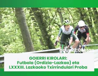 Gaur 22:00etatik aurrera Goierri Kirolari saioa