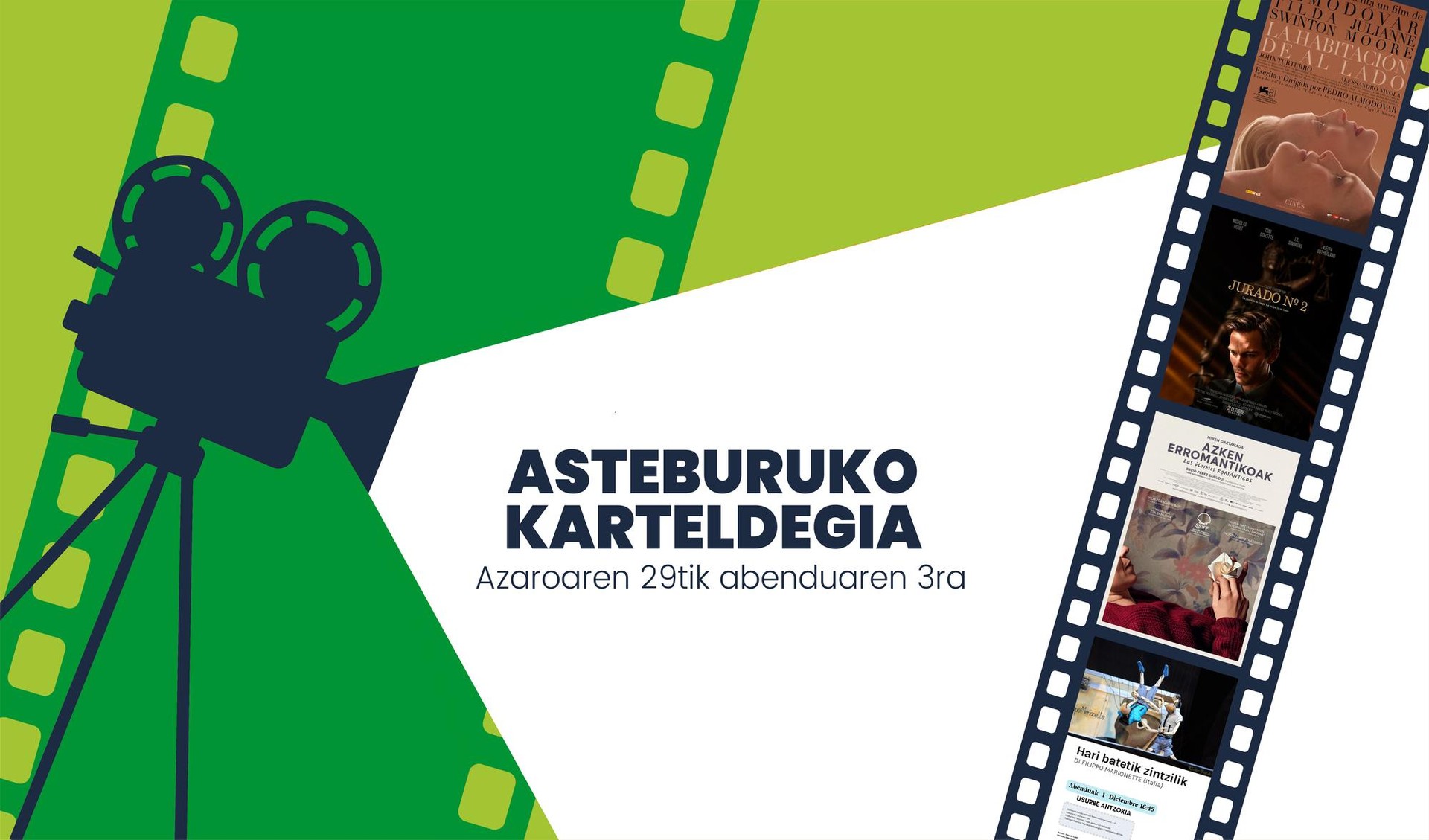 Asteburuko zinema eta antzerki karteldegia