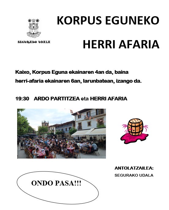 Korpus eguneko herri afaria