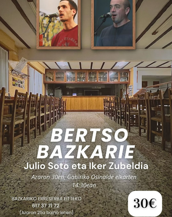 Bertso bazkaria Julio Soto eta Iker Zubeldiarekin