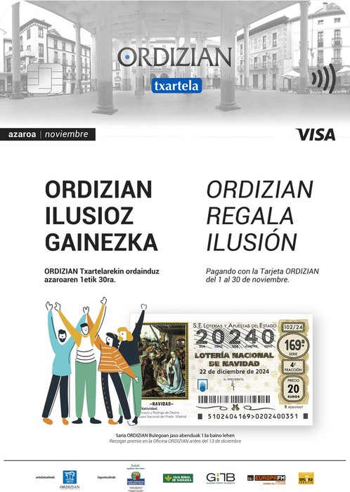 ORDIZIAN VISA TXARTELA: AZAROAN LOTERI DEZIMOAK