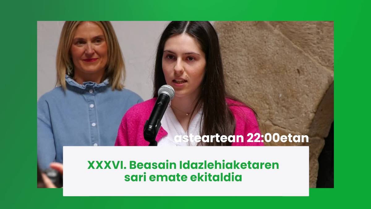 Gaur 22:00etatik aurrera Beasain Idazlehiaketaren sari emate ekitaldia