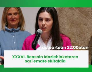 Gaur 22:00etatik aurrera Beasain Idazlehiaketaren sari emate ekitaldia