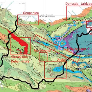 Gipuzkoako mapa geologikorantz joanez