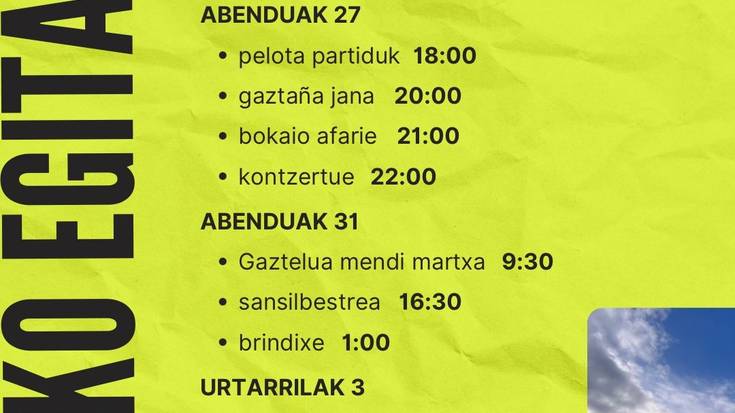 Zaldibiako Gazte Asanbladaren Gabonetako egitaraua