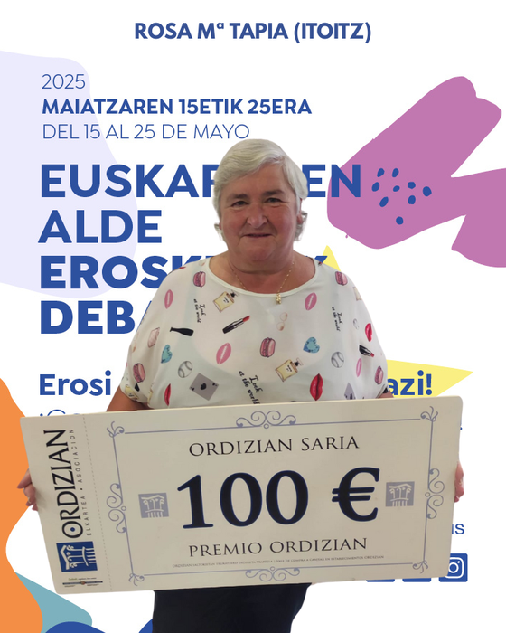 EUSKARAREN ALDE EROSKETAK DEBALDE: ROSA Mª TAPIA (ITOITZ)