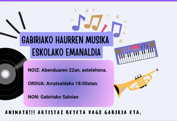 Gabiriako haurren musika eskolako emanaldia