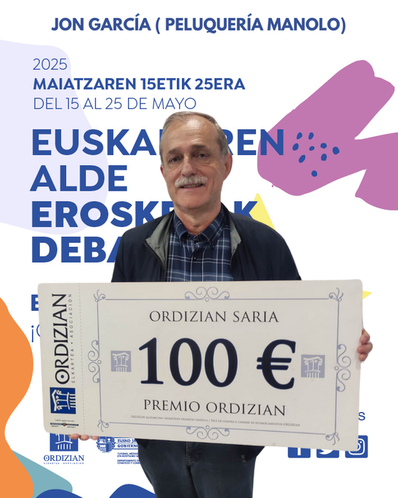 EUSKARAREN ALDE EROSKETAK DEBALDE: JON GARCÍA ( PELUQUERÍA MANOLO)