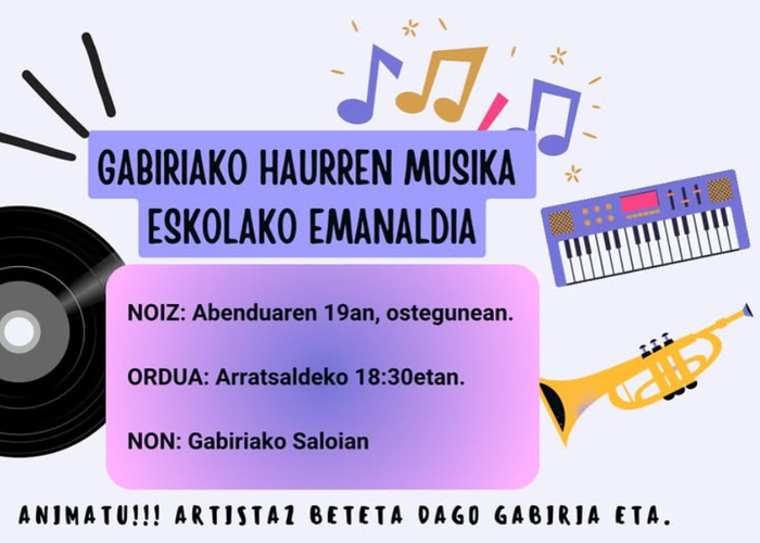 Gabiriako haurren musika eskolako emanaldia