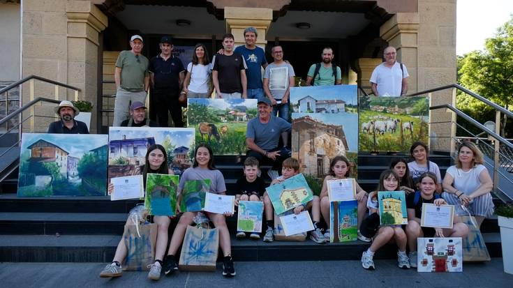 Idiazabalgo txoko ederrenak irudikatu zituzten Aire Zabaleko VI. Pintura Lehiaketan