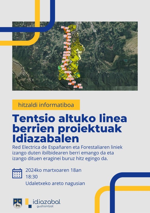 Hitzaldi informatiboa: Tentsio altuko linea berrien proiektuak Idiazabalen