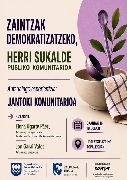 Zaintzak demokratizatzeko, herri sukalde publiko komunitarioa. Antsoaingo esperientzia
