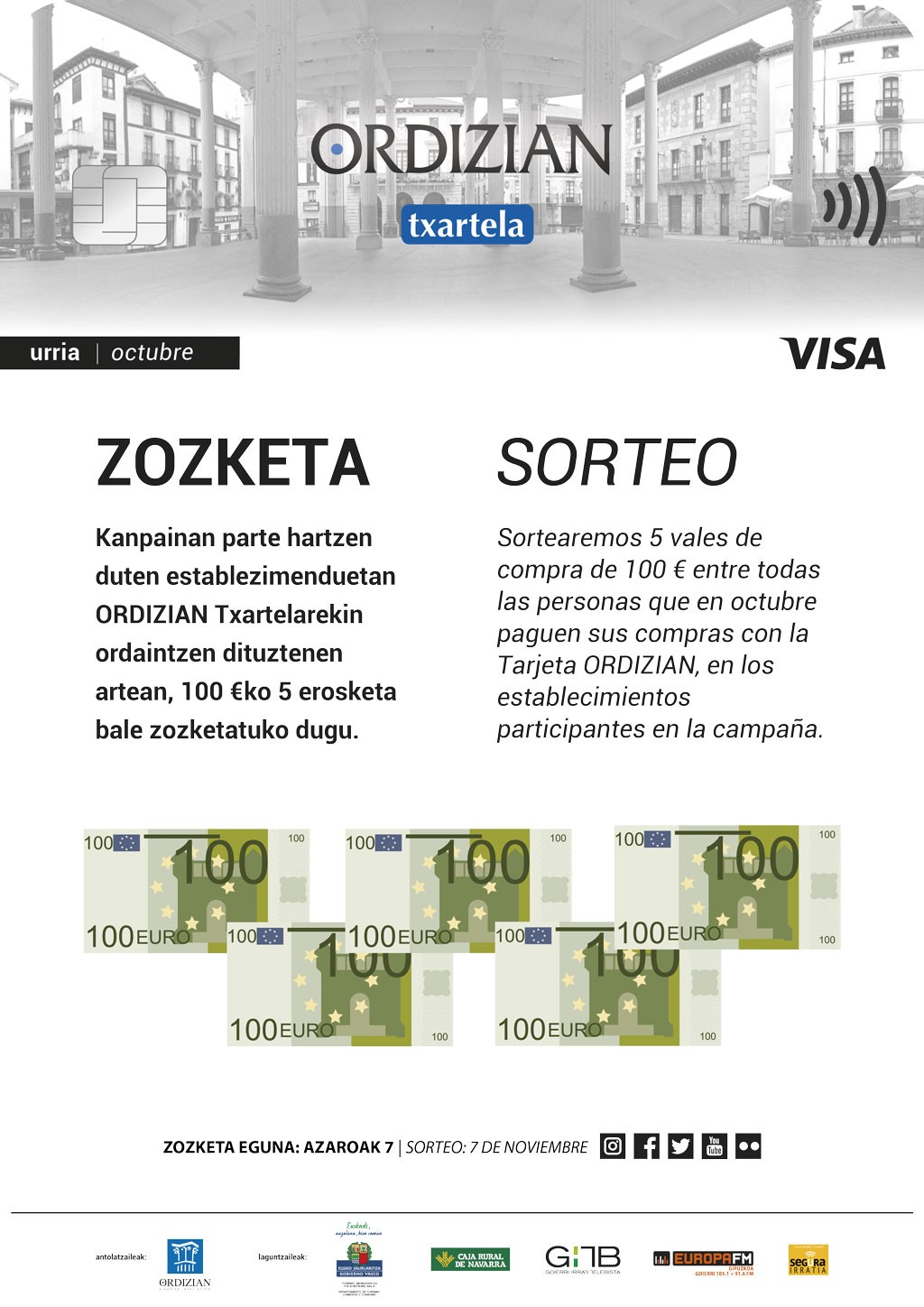 ORDIZIAN VISA TXARTELA: Urriko kanpaina
